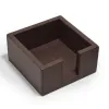 Square memo note box, leather with deer-grain look, mocha - 2