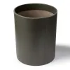 Round wastepaper bin, leather, H 30 cm, D 24 cm, dark grey - 3