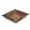 Valet tray square, suede leather, 15 x 15 cm, nut - 4