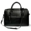Briefcase, python leather, black