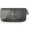 Wallet with Zip, stingray leather, large, black