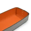 Pen Tray Stitch, leather, narrow, grey/orange - 3