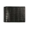 Card Wallet with Money Clip, 6 cc, alligator leather, black