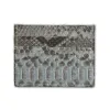 Card Wallet, 4 cc, python leather, flat, grey