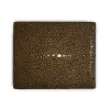 Wallet with Coin Pocket, stingray leather, dark brown
