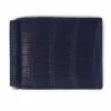 Card Wallet, Money Clip, 6 cc, alligator leather, dark blue