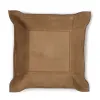 Valet tray square, suede leather, 20 x 20 cm, nut