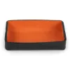 Pen Tray Stitch, leather, wide, black/orange