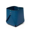 Square pen holder Stitch, leather, blue - 3