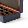 Cufflinks Box, walnut/leather, royal blue - 3
