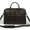 Briefcase, python leather, dark brown