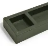 Pen Tray, 3 Compartments, buckskin faux leather, dark green - 2
