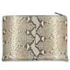 Pouch with Zip, python leather, large, black/white