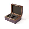 Jewellery Box, walnut/leather, purple