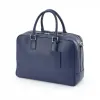 Adri leather briefcase – wide, dark blue
