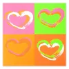 Greeting card passion hearts pop art neon