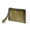 Zipped Pouch Porto Cervo, leather, olive green