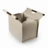 Firewood basket with rosewood handle, leather, taupe - 2