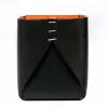 Pen Holder Stitch, leather, square, black/orange