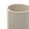 Round pen holder, leather, H 11 cm, D 8.5 cm, light grey - 2