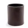 Round pen holder, leather, H 11 cm, D 8.5 cm, dark brown