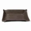 Valet tray rectangular, suede leather, 21 x 15 cm, lava