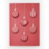 Silver Christmas Baubles on Red Christmas Card (A5)