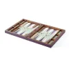Backgammon Game, walnut/leather, purple