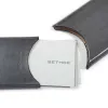 Business Card Holder, leather, 6.5x10 cm, grey - 3