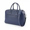 Adri leather briefcase – wide, dark blue - 3