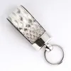 Key Ring, python leather, black/white - 2