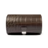 Watch Roll Case, 2 Watches, alligator-emb. leather, d-brown