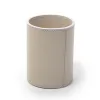 Round pen holder, leather, H 11 cm, D 8.5 cm, light grey - 4