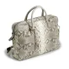 Briefcase, python leather, black/white - 2