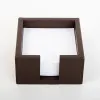 Square memo note box, leather with deer-grain look, mocha