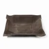 Valet tray square, suede leather, 15 x 15 cm, lava