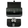 Watch Roll Case for 2 Watches, alligator-emb. leather, black - 2