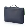 Deer leather briefcase, slim, blue - 2