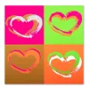 Greeting card passion hearts pop art neon