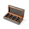 Cufflinks Box, walnut/leather, dark grey