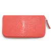 Wallet with Zip, stingray leather, large, coral