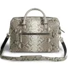 Briefcase, python leather, black/white