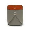 Pen Holder Stitch, leather, square, grey/orange
