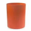 Round wastepaper bin, leather, H 30 cm, D 24 cm, orange