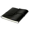 Guest Book with Cover, 96 pages, leather, 21x21 cm, black - 3