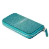 Wallet with Zip, stingray leather, large, turquoise - 4