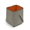 Pen Holder Stitch, leather, square, grey/orange - 3