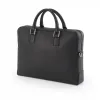 Adri leather briefcase – slim, black