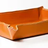 Valet tray rectangular, leather, 32 x 24 cm, orange