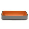Pen Tray Stitch, leather, narrow, grey/orange